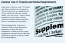 General Use of Vitamin and Herbal Supplements General Use of Vitamin and Herbal Supplements