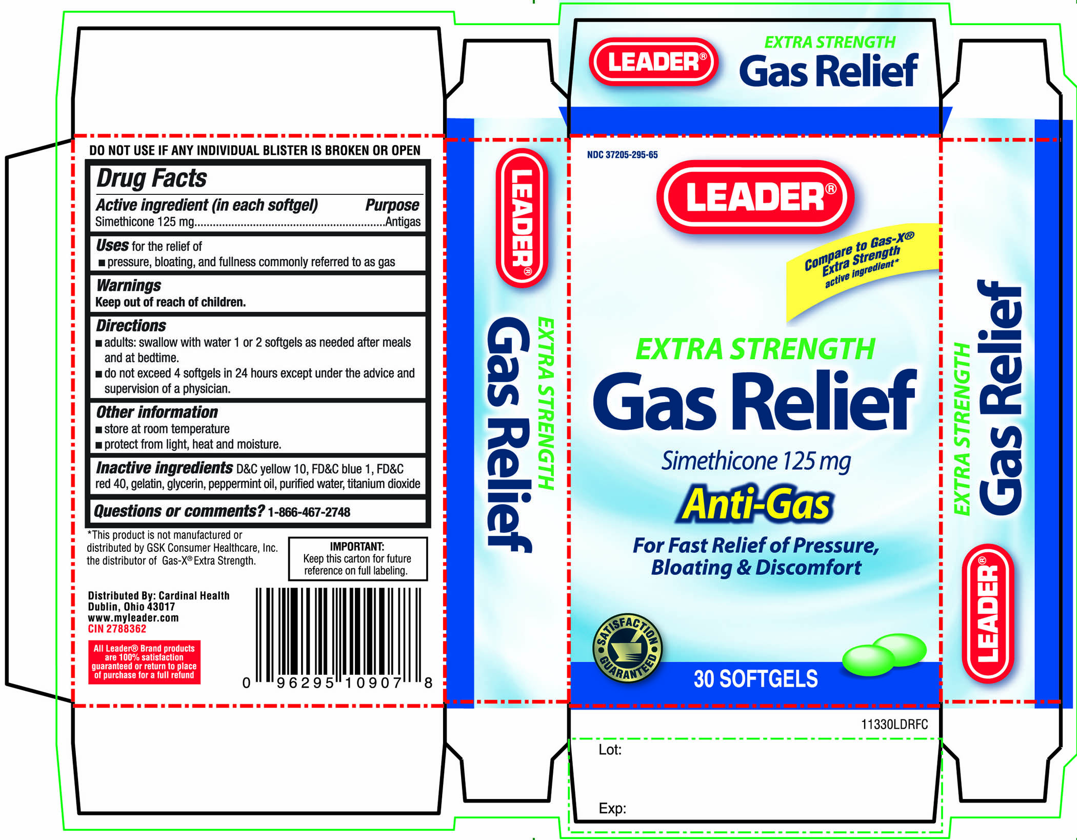 Leader Gas Relief Extra Strength (capsule, liquid filled) Cardinal Health