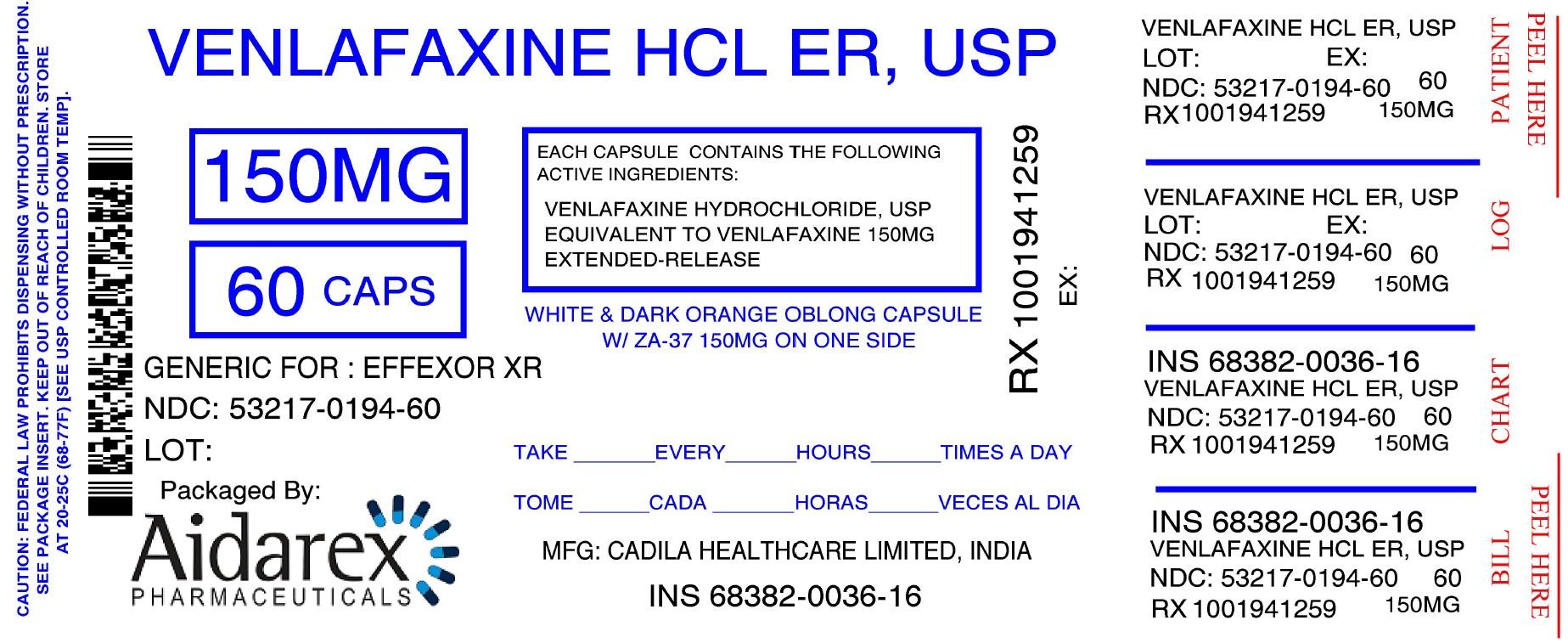 Venlafaxine Hcl 37.5