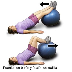 Puente con balón y flexión de rodilla