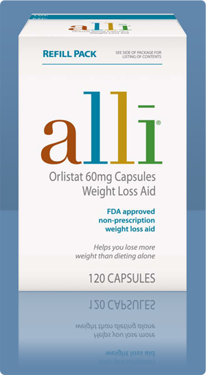 Box of GSK's weight loss product Alli 120ct