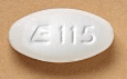 Pill E 115 White Elliptical/Oval is Ticlopidine Hydrochloride