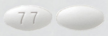 Pill 77 White Oval is Alendronate Sodium