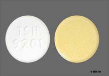 Pill TSH 9201 White & Yellow Round is Almacone