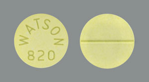 Pill WATSON 820 Yellow Round is Aspirin and Oxycodone Hydrochloride
