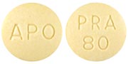 Pill APO PRA 80 Yellow Round is Pravastatin Sodium