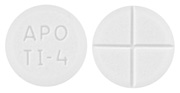 Pill APO TI-4  White Round is Tizanidine Hydrochloride