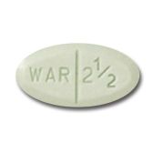 Pill WAR 2 1/2 Green Oval is Warfarin Sodium