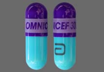 Pill OMNICEF 300 mg Logo Purple Capsule-shape is Cefdinir