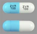 Pill ZVR 100 ZVR 100 Blue & White Capsule-shape is Zidovudine