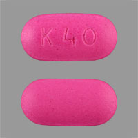 Pill K 40 Pink Elliptical/Oval is DiphenhydrAMINE Hydrochloride
