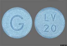 Pill LV 20 G Blue Round is Lovastatin