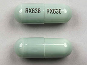 Pill RX636 RX636 Green Capsule/Oblong is Ganciclovir