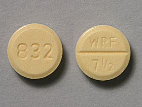 Pill 832 WRF 7 1/2 Yellow Round is Jantoven