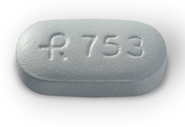 Pill R 753 Blue Capsule/Oblong is Glyburide and Metformin Hydrochloride