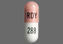 Pill RDY 288 Pink & White Capsule-shape is Zonisamide
