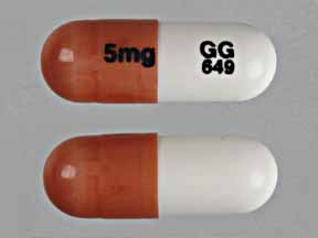 Pill GG 649 5mg Red & White Capsule-shape is Ramipril