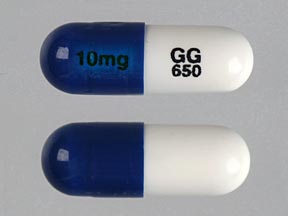 Pill GG 650 10mg Blue & White Capsule-shape is Ramipril