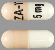 Pill ZA-17 5mg Tan & White Capsule/Oblong is Bromocriptine Mesylate
