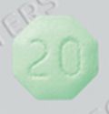 Pill 20 Green Eight-sided is Opana ER