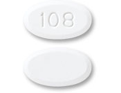 Pill 108 White Elliptical/Oval is Acetaminophen and Oxycodone Hydrochloride