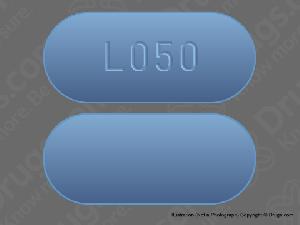 Pill L050 Blue Oval is Ibuprofen PM
