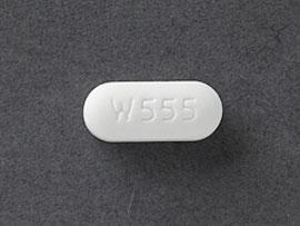 Pill W555 White Capsule/Oblong is Risperidone