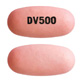 Pill DV500 Purple Elliptical/Oval is Divalproex Sodium Delayed-Release