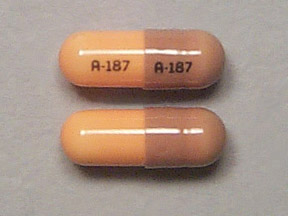 Pill A-187 A-187 Brown & Peach Capsule/Oblong is Oxycodone Hydrochloride