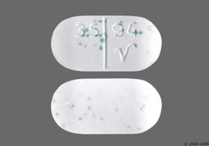 Pill 35 94 V White Capsule/Oblong is Acetaminophen and Hydrocodone Bitartrate