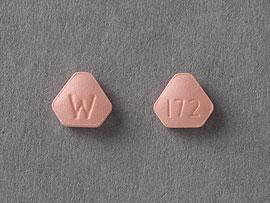 Pill W 172 Pink Six-sided is Ropinirole Hydrochloride