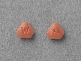 Pill W 175 Brown Six-sided is Ropinirole Hydrochloride