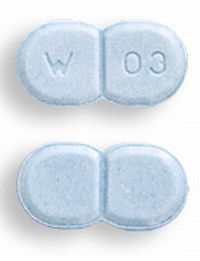 Pill W 03 Blue Figure eight-shape is Glimepiride