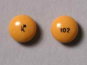 Pill K 102 Orange Round is Bisacodyl Delayed Release