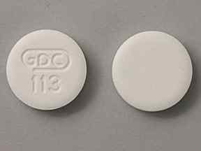 Pill GDC 113 White Round is Calcium Carbonate (Chewable)