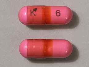 Pill K 6 Pink Capsule-shape is Diphenhydramine Hydrochloride