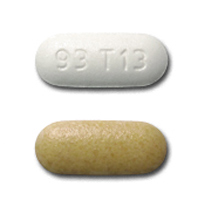 Pill 93 T13 Tan & White Capsule/Oblong is Fexofenadine Hydrochloride and Pseudoephedrine Hydrochloride Extended Release