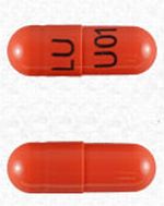 Pill LU U01 Brown Capsule/Oblong is Imipramine Pamoate