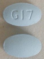 Pill G17 Blue Elliptical/Oval is Naproxen Sodium