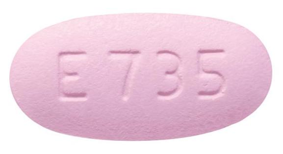 Pill E735 Purple Oval is Mycophenolate Mofetil