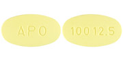Pill APO 100 12.5 Yellow Elliptical/Oval is Hydrochlorothiazide and Losartan Potassium