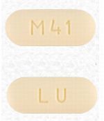 Pill LU M41 Yellow Capsule-shape is Hydrochlorothiazide and Losartan Potassium