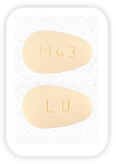 Pill LU M43 Yellow Egg-shape is Hydrochlorothiazide and Losartan Potassium