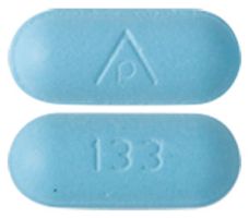 Pill AP 133 Blue Capsule-shape is Acetaminophen and Diphenhydramine Hydrochloride