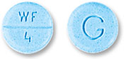 Pill WF 4 G Blue Round is Warfarin Sodium