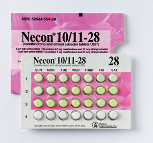 Pill WATSON 507 is Necon 10/11 ethinyl estradiol 0.035 mg / norethindrone 0.5 mg
