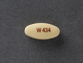 Pill W 434 Yellow Elliptical/Oval is Pantoprazole Sodium Delayed Release