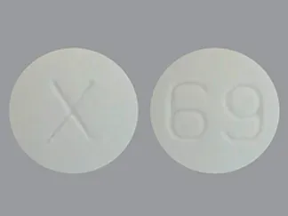 Pill X 69 White Round is Fosinopril Sodium