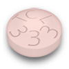 Pill TCL 333 Pink Round is Meclizine Hydrochloride (Chewable)