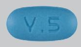 Logo V 5 Pill Blue Elliptical Oval Pill Identifier Drugs Com